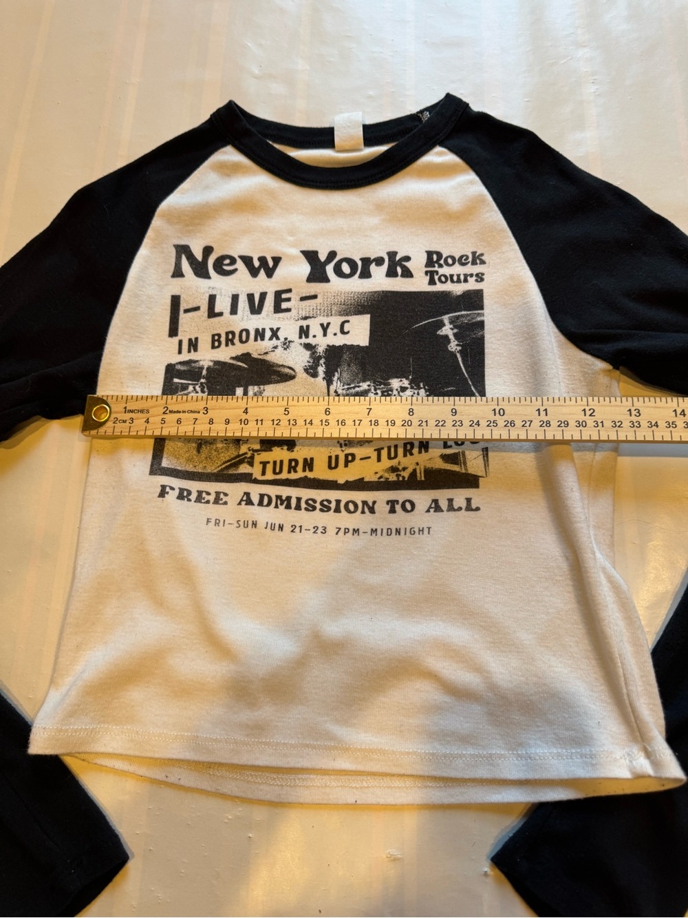 Girl's New York Rock Tours/Bronx NYC Graphic T-Shirt - Black/White - Large image 5